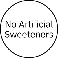 Circular label with 'No Artificial Sweeteners' text on a white background