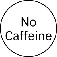 Circular label with 'No Caffeine' text on a white background