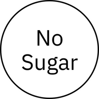 Circular label with 'No Sugar' text on a white background