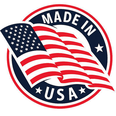 Logo with American flag and 'Made in USA' text on a white background