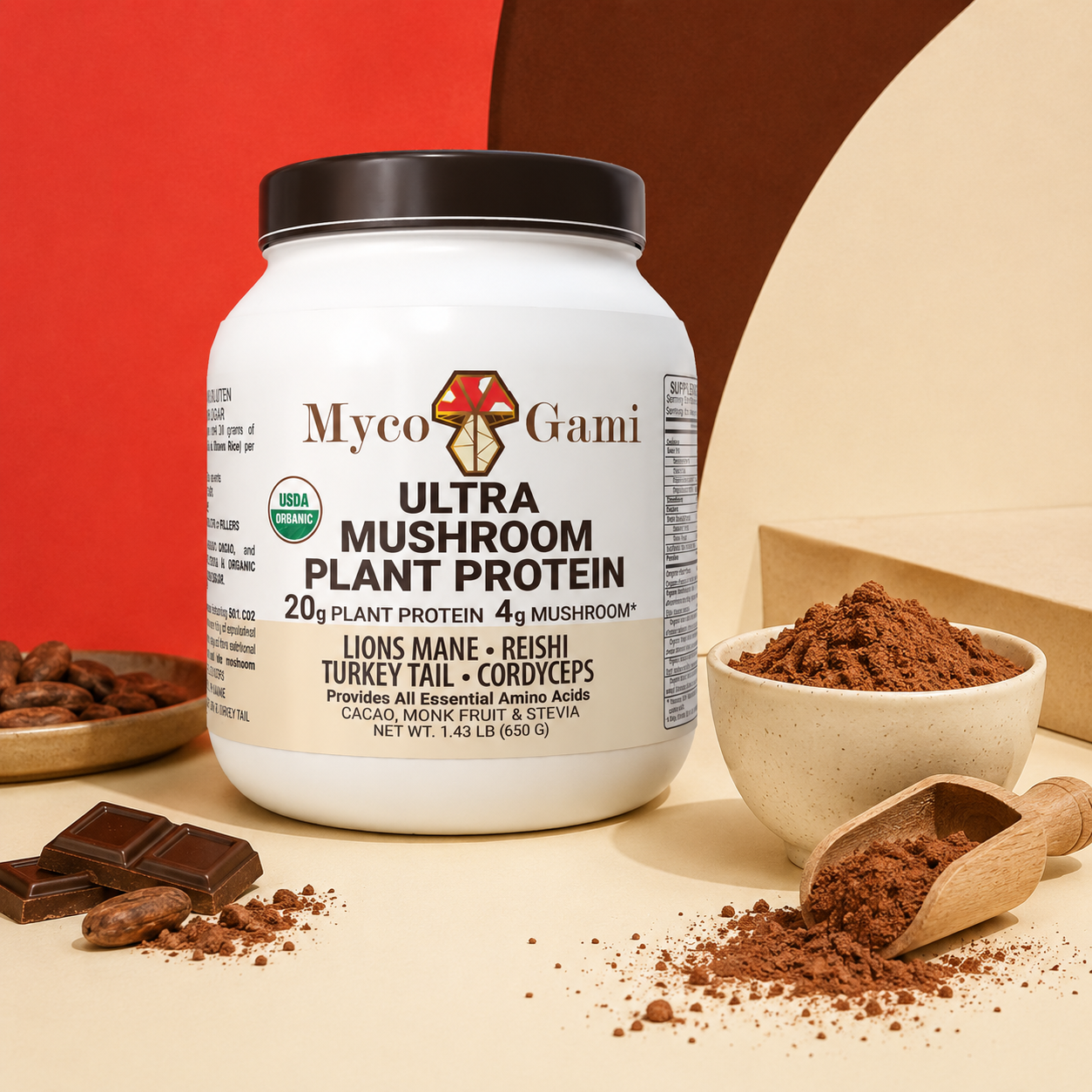 MycoGami Organic Mushroom Plant Protein - Cacao