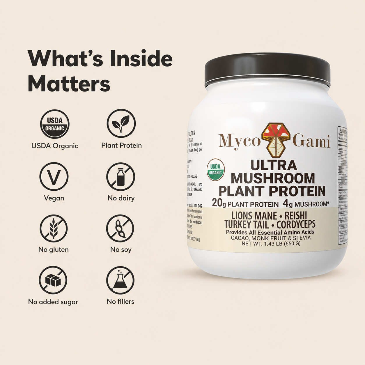 MycoGami Organic Mushroom Plant Protein - Cacao