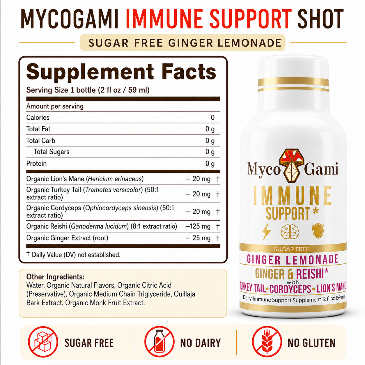 MycoGami Mushroom Shot - Ginger Lemonade